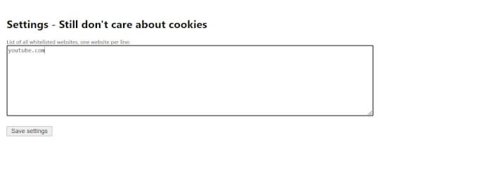 Whitelist a website with "Still don't care about cookies" extension